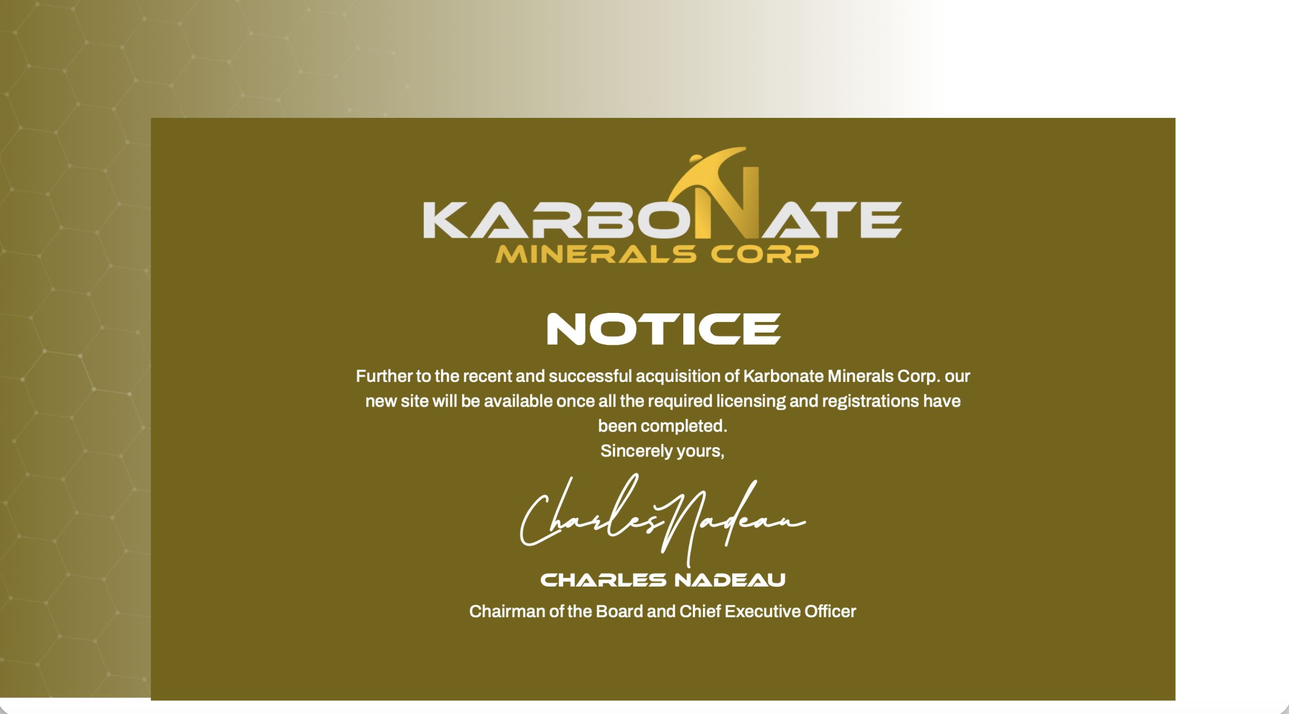 Karbonate Minerals Corp website homepage screenshot