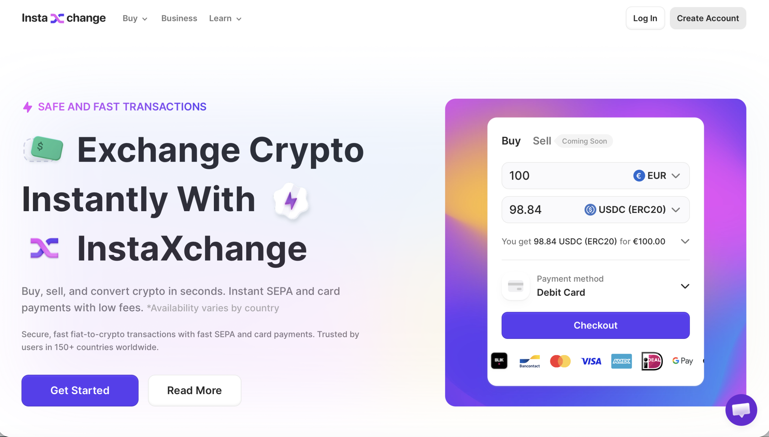Instaxchange website homepage screenshot