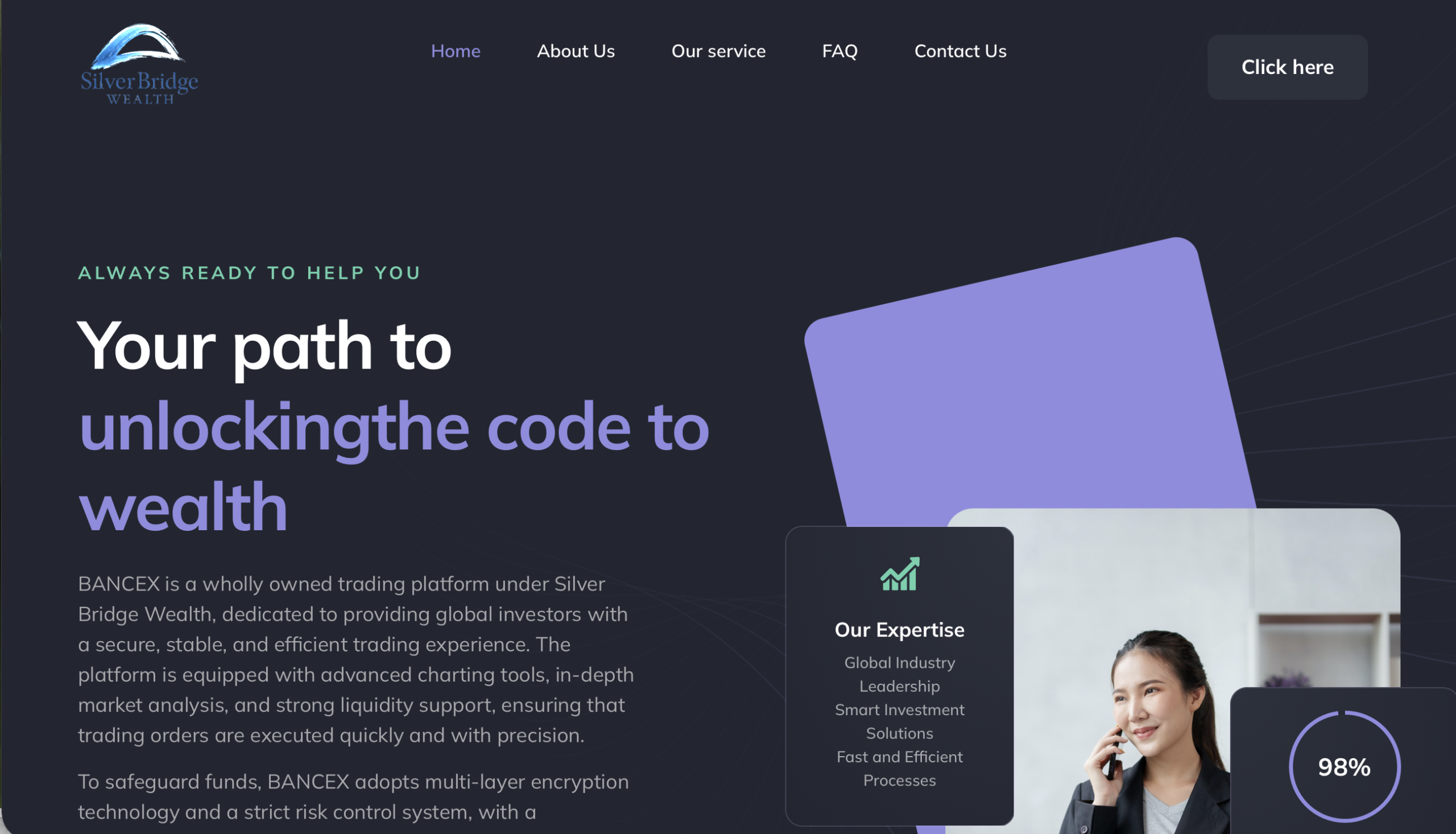 Silver Bridge Wealth Club website homepage screenshot