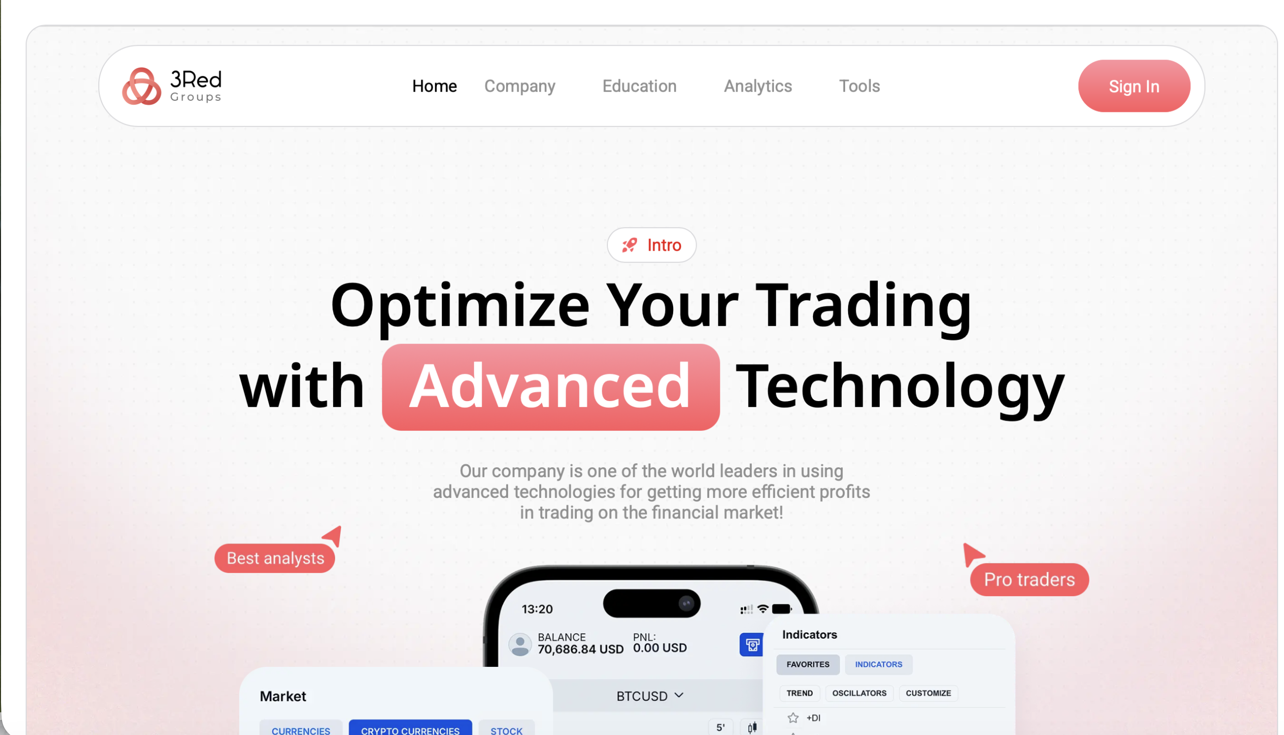Three Red Group website homepage screenshot