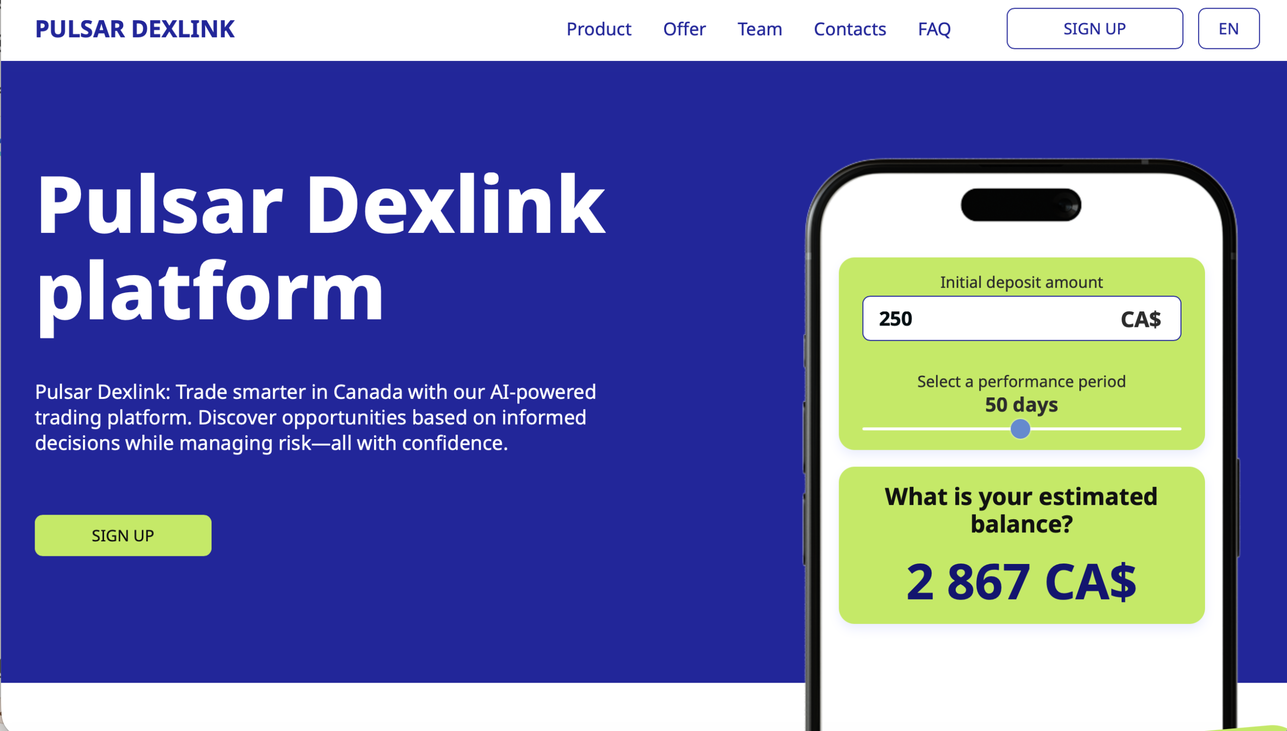 pulsar-dexlink.com Pulsar Dexlink website homepage screenshot