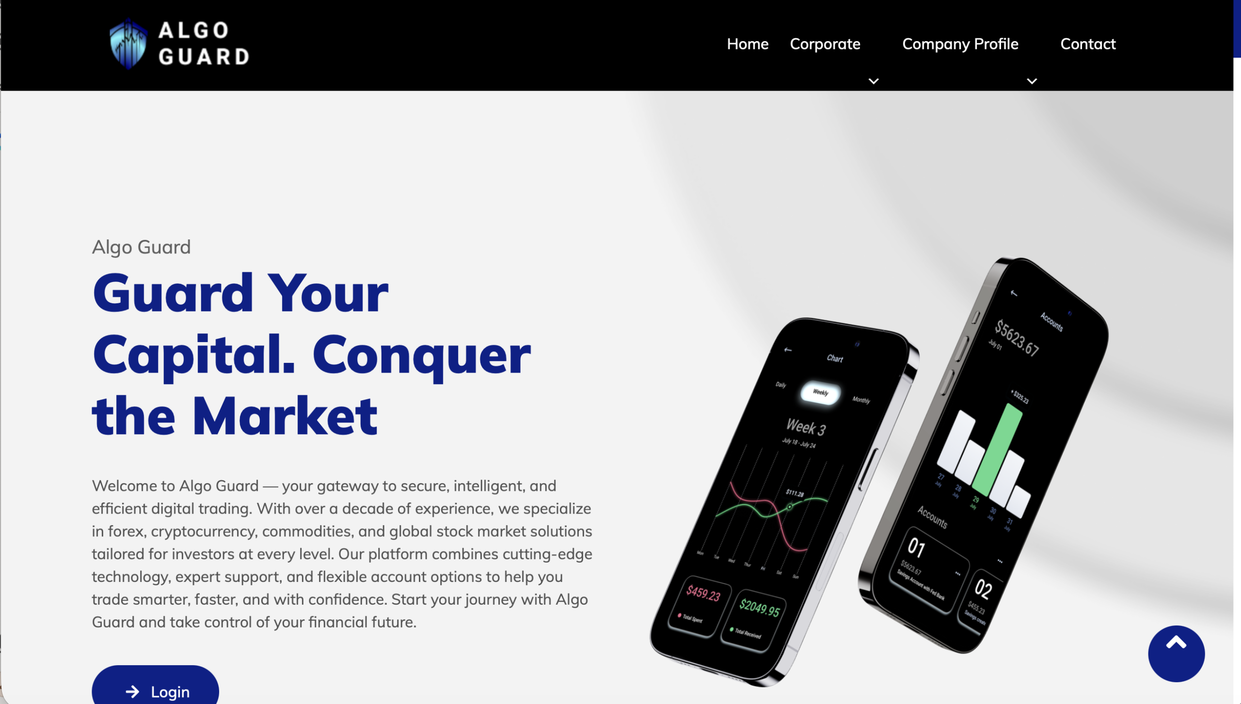 Trade Algo Guard website homepage screenshot