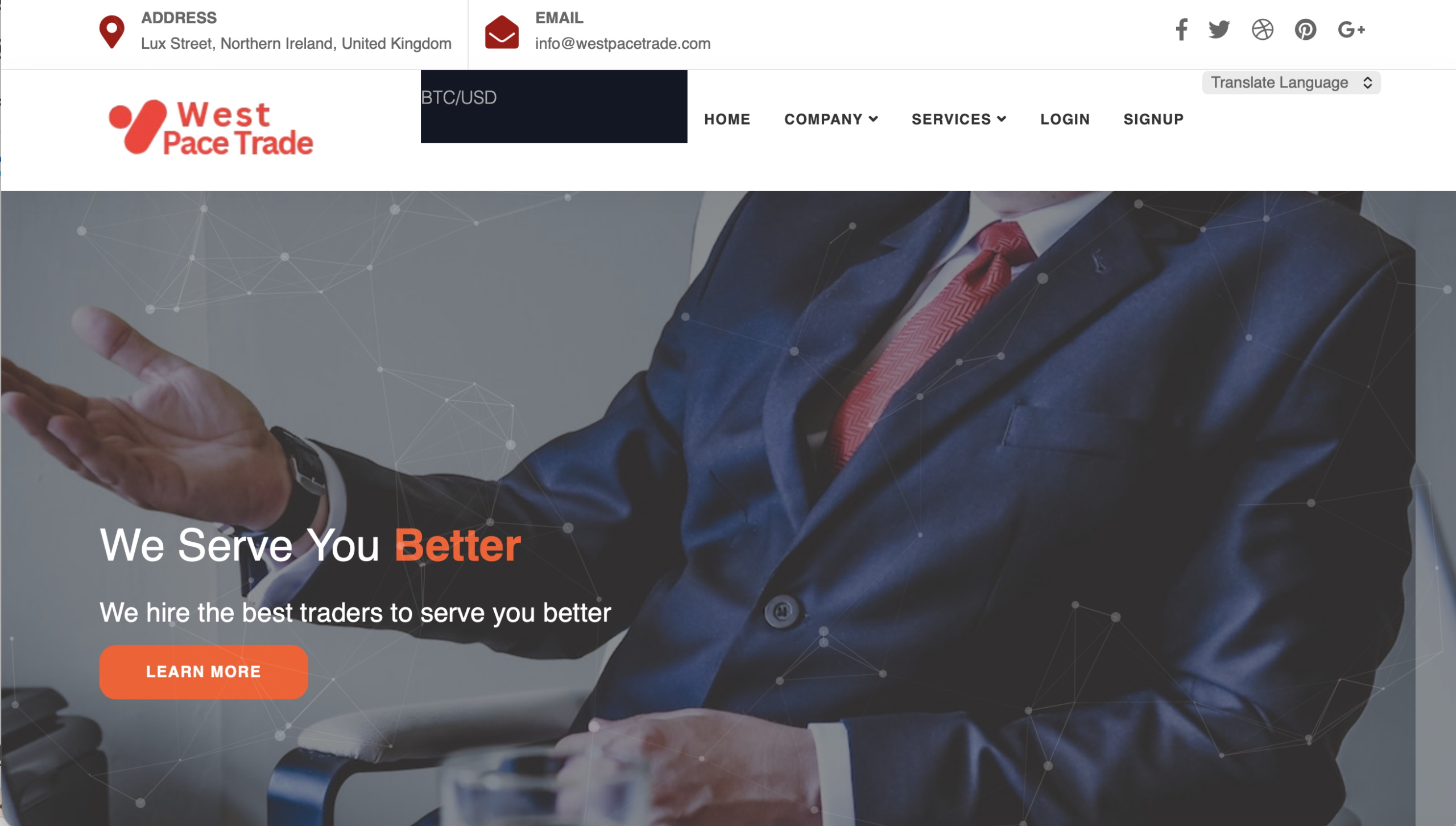 West Pace Trade website homepage screenshot