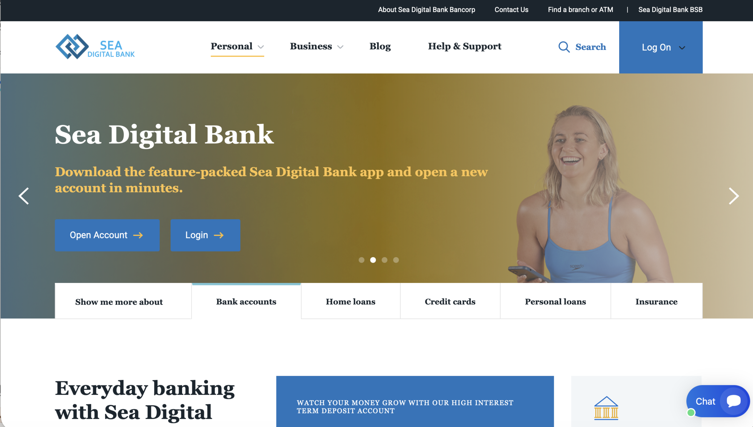 Sea Digital Bank website homepage screenshot
