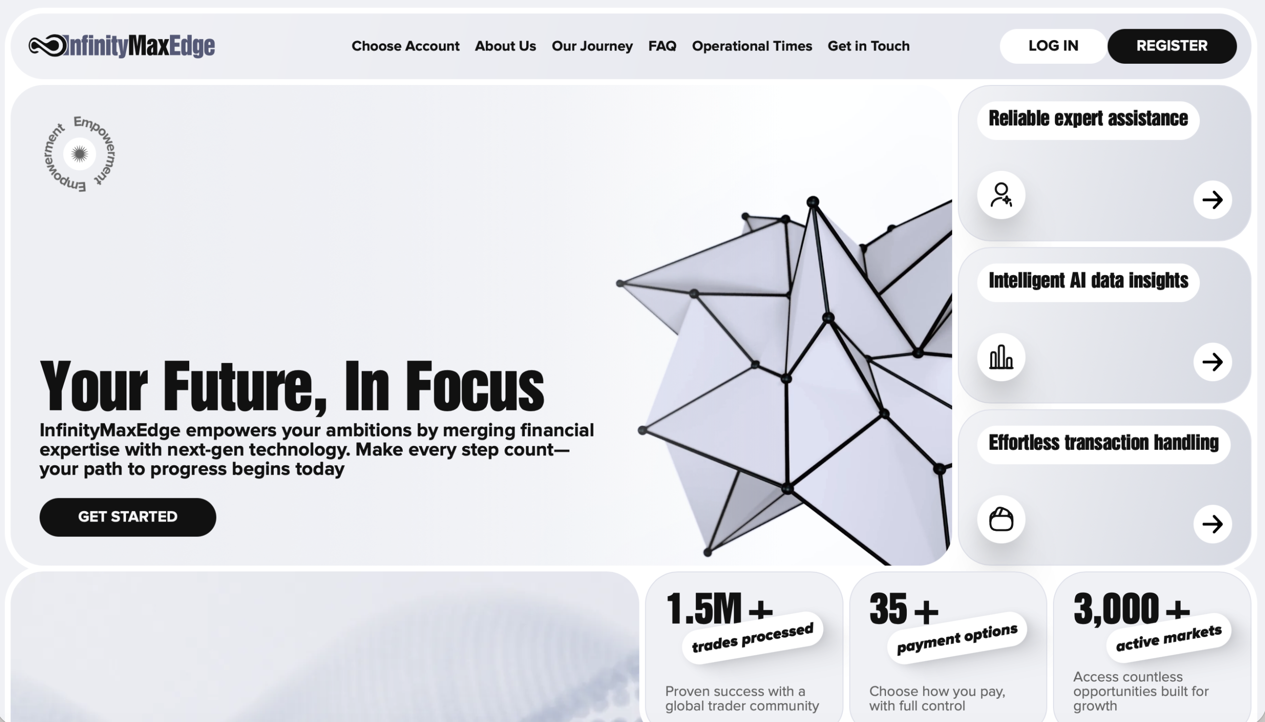 Infinity Max Edge website homepage screenshot