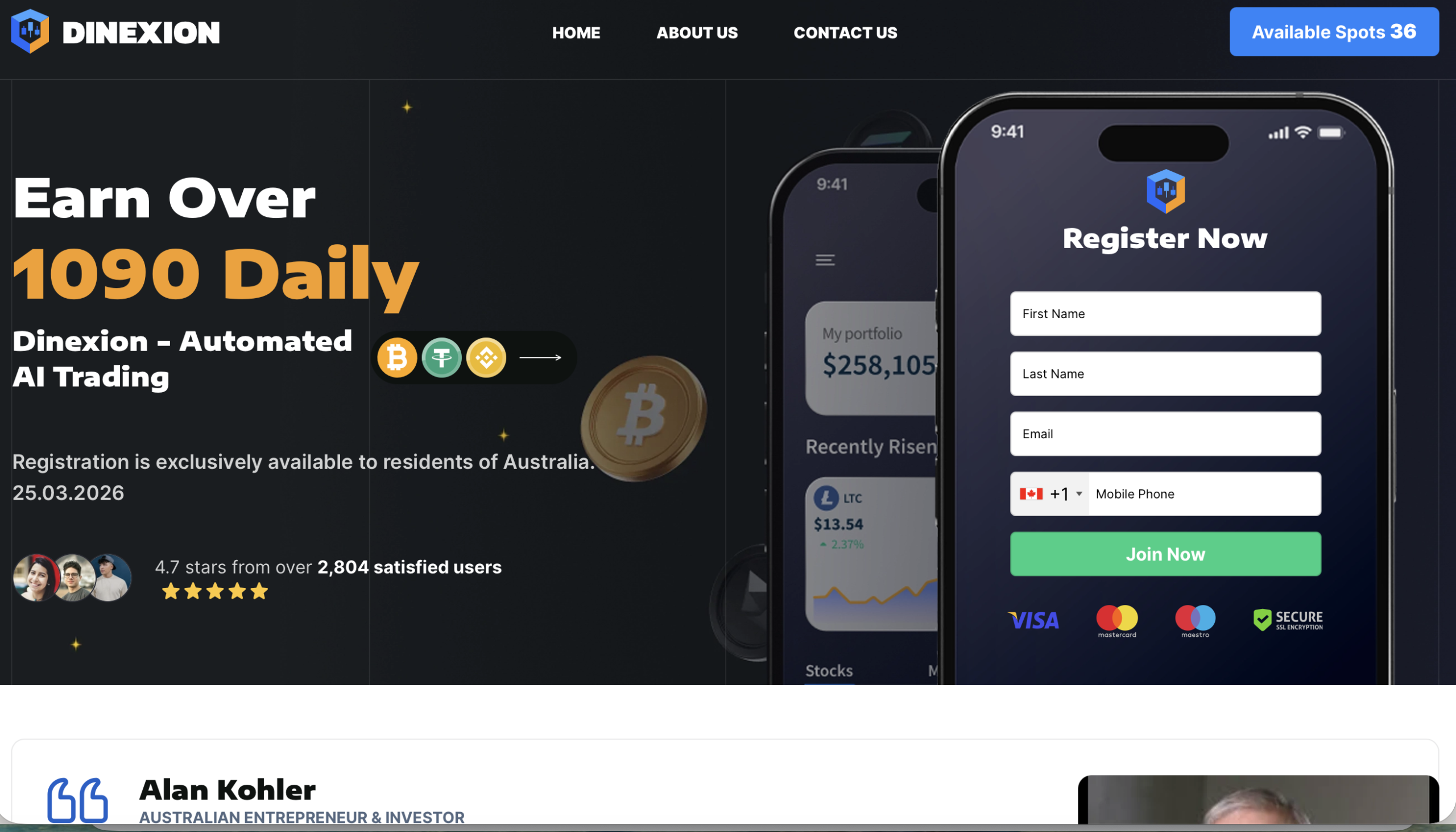 Dinexion website homepage screenshot