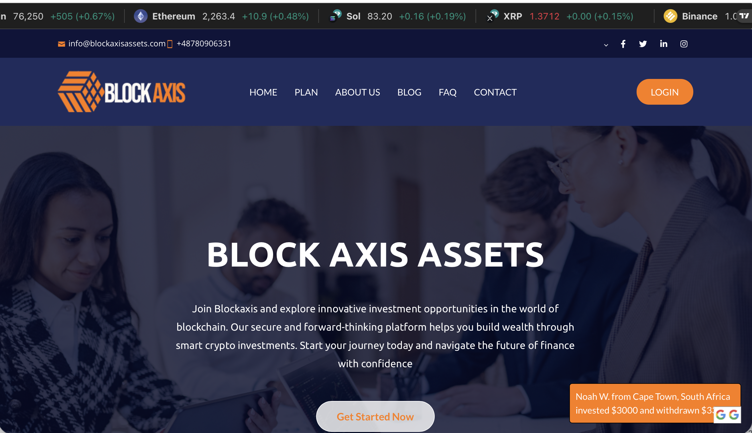 Block Axis website homepage screenshot